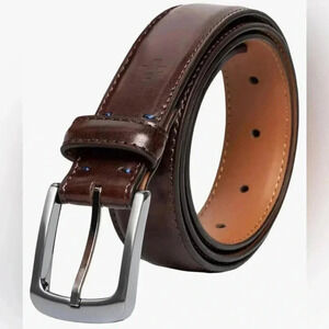 Vince Camuto Men’s Belt with Edge Stitch Detailing Nickel Finish Belt Buckle